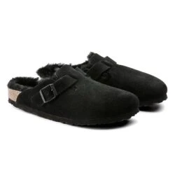 Birkenstock Boston Shearling Suede Leather Black -Birkenstock Shop 259883 pair