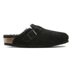Birkenstock Boston Shearling Suede Leather Black -Birkenstock Shop 259883 side