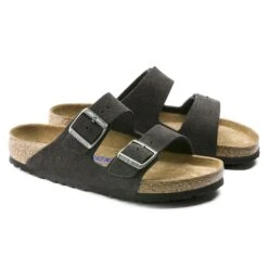 Birkenstock Arizona Soft Footbed Suede Leather Velvet Gray -Birkenstock Shop 552321 pair