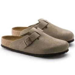 Birkenstock Boston Soft Footbed Suede Leather Taupe -Birkenstock Shop 560771 pair