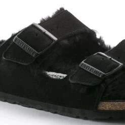 Birkenstock Arizona Shearling Suede Leather Black -Birkenstock Shop 752663 detail 1