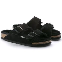 Birkenstock Arizona Shearling Suede Leather Black -Birkenstock Shop 752663 pair