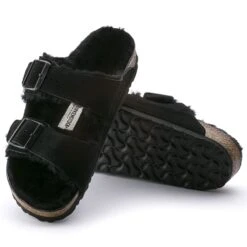 Birkenstock Arizona Shearling Suede Leather Black -Birkenstock Shop 752663 sole